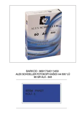 ALEX FOTOKOPİ KAĞIDI A4 100 GR 500 LÜ