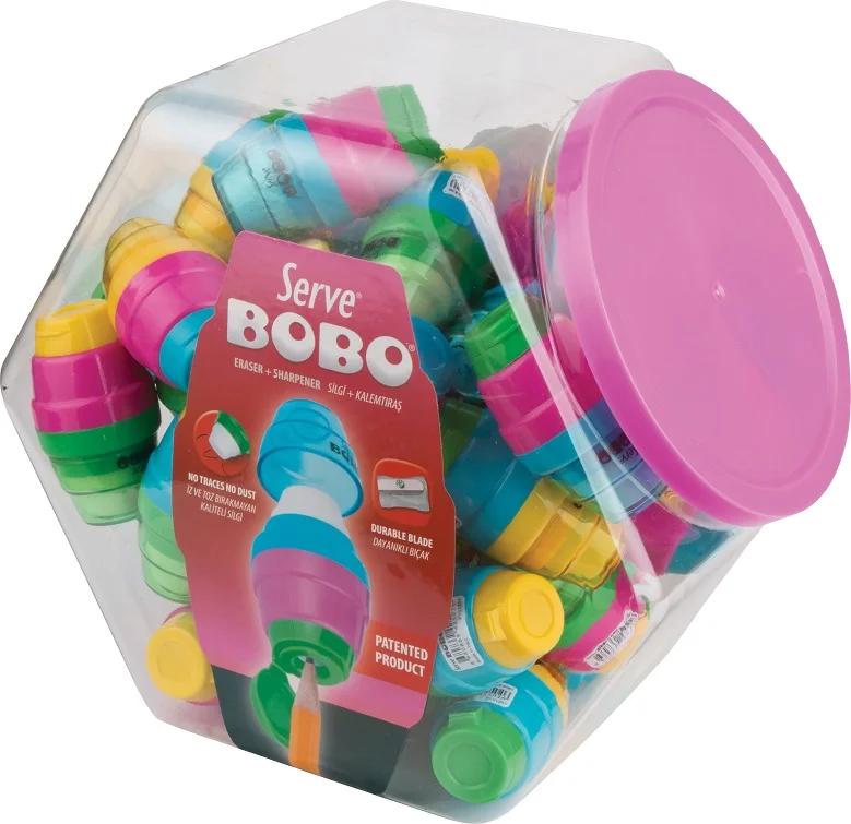 SERVE SİLGİLİ KALEMTIRAŞ BOBO KAVANOZ 40 LI SV-BOBO40KAV
