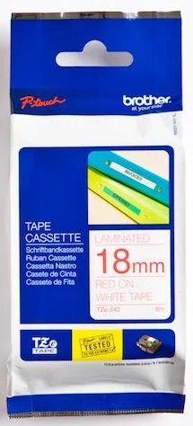 BROTHER PTOUCH ETİKET 18MM KIRMIZI TZ242