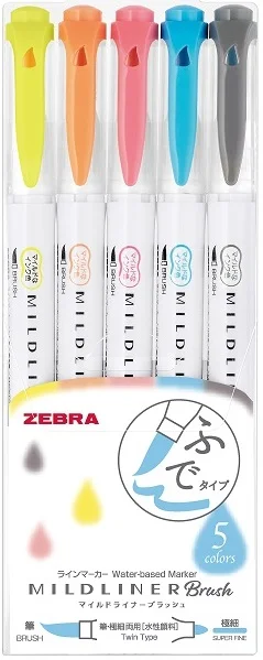ZEBRA ÇİZİM KALEMİ MILDLINER BRUSH PEN SET 5C WFT8-N-5C