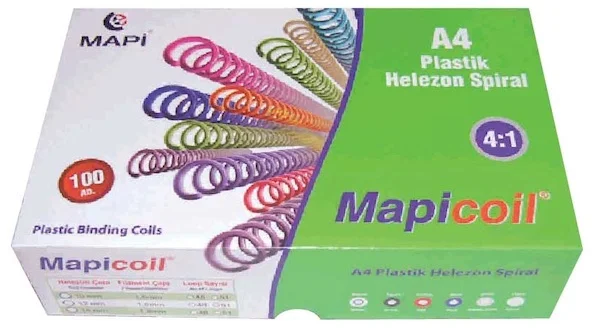MAPİ SPİRAL PLASTİK HELEZON 4:1 18MM MAVİ 100 ADET 48 LOP 2351802