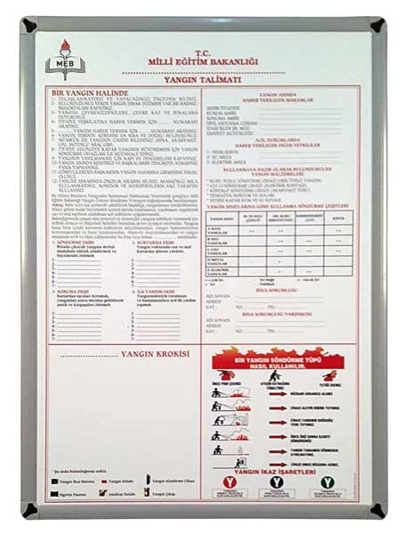AKYAZI YANGIN TALİMATI METAL ÇERÇEVE 50X70 927