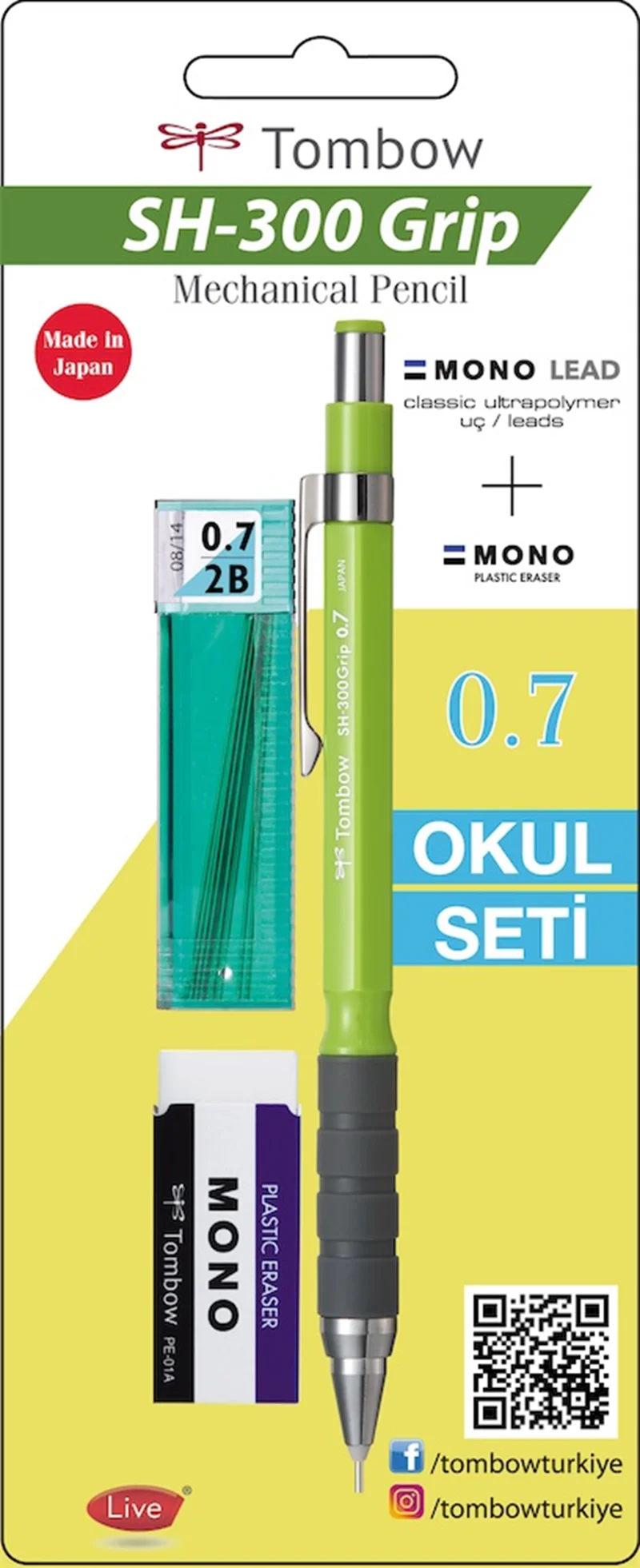 TOMBOW VERSATİL KALEM SH-300 GRIP OKUL SETİ 0.7 LİMON YEŞİLİ BLS. T-SH-GR51 R7.S1