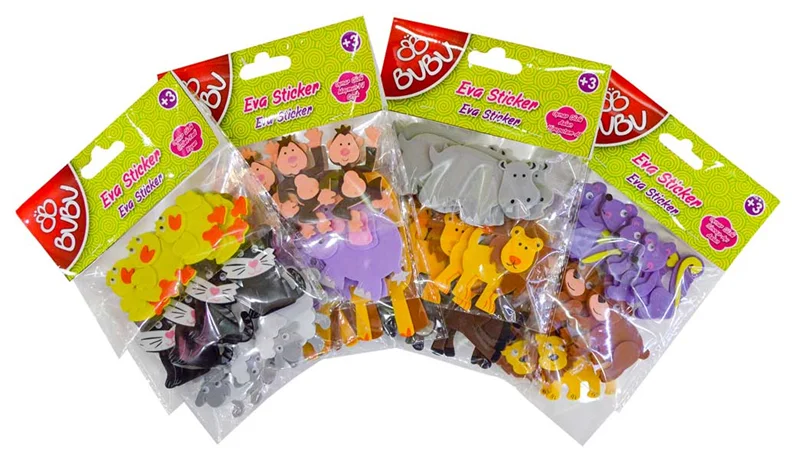 BU-BU EVA STİCKER 3D OYNAR GÖZLÜ HAYVANLAR 12 Lİ STS023