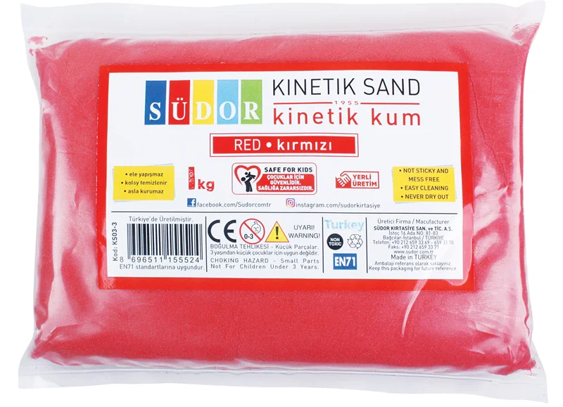 SÜDOR KİNETİK KUM 1 KG KIRMIZI KS03-3