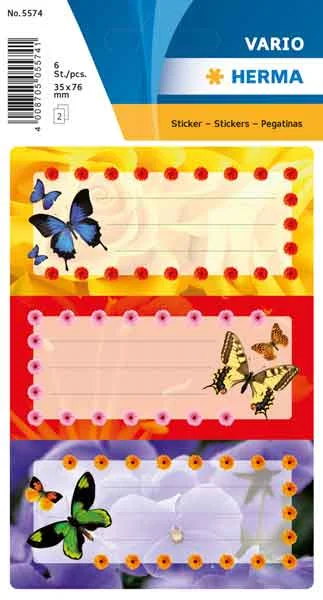 HERMA ETİKET VARIO OKUL ETİKETİ GLITTERY KELEBEKLER 5574