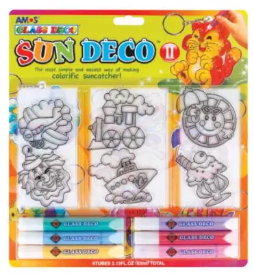 AMOS CAM BOYAMA SETİ SUN DECO 10.5 ML  6 TÜP PLEKSİ SD10B6D1