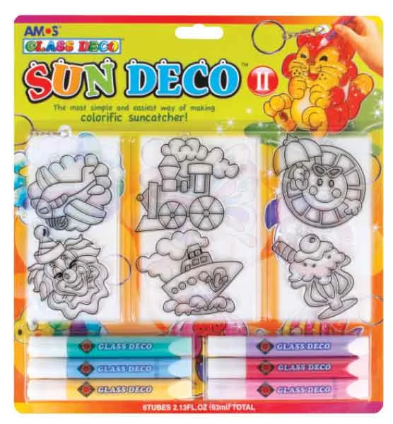 AMOS CAM BOYAMA SETİ SUN DECO 10.5 ML  6 TÜP PLEKSİ SD10B6D1