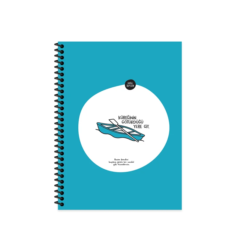 KESKİN DEFTER HİSLİ ŞEYLER KÜREK 18,5x25 SPİRALLİ KARTON KAPAK STICKERLİ 80 YP. ÇİZGİLİ 500631