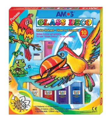 AMOS CAM BOYAMA SETİ GLASS DECO 22 ML 9 TÜP GD22P10