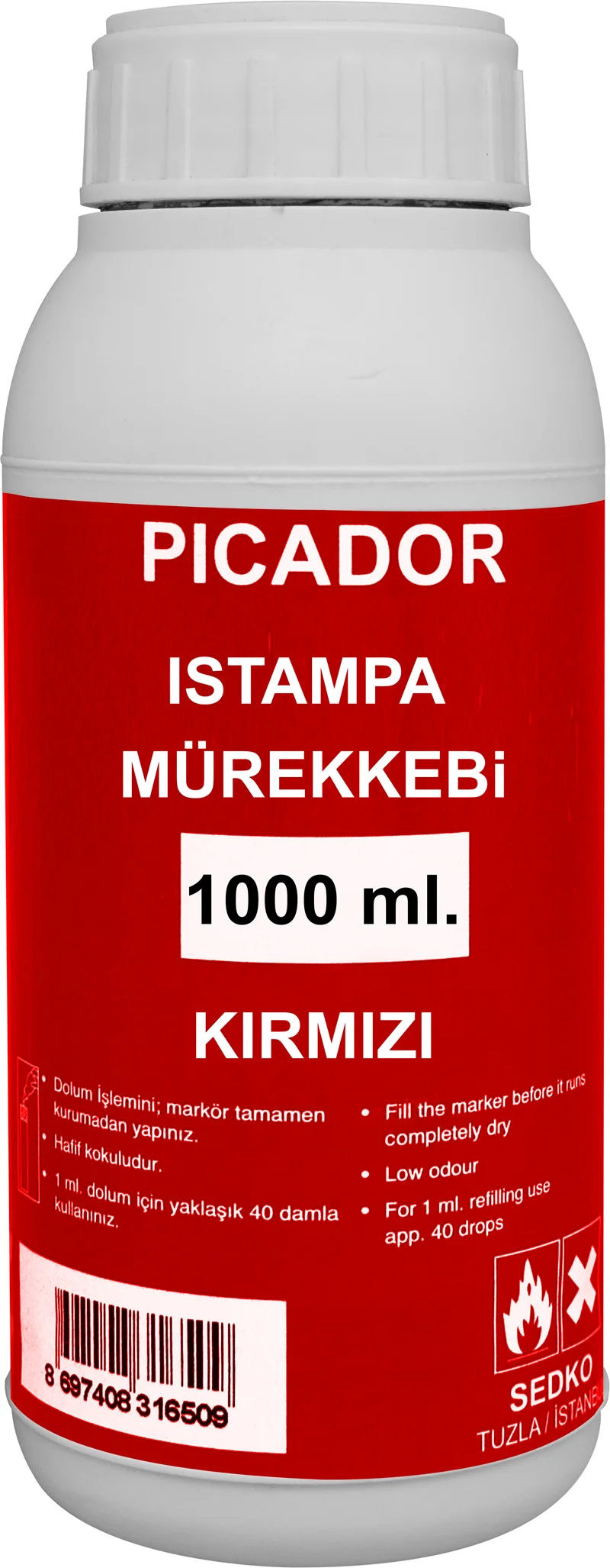 PICADOR ISTAMPA MÜREKKEBİ 1000 ML KIRMIZI KE012