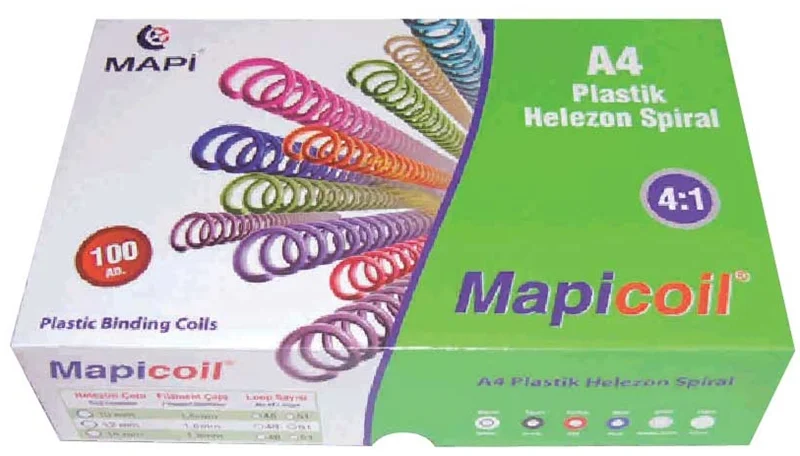 MAPİ SPİRAL PLASTİK HELEZON 4:1 18MM ŞEFFAF 100 AD. 48 LOP POŞETLİ 2361804