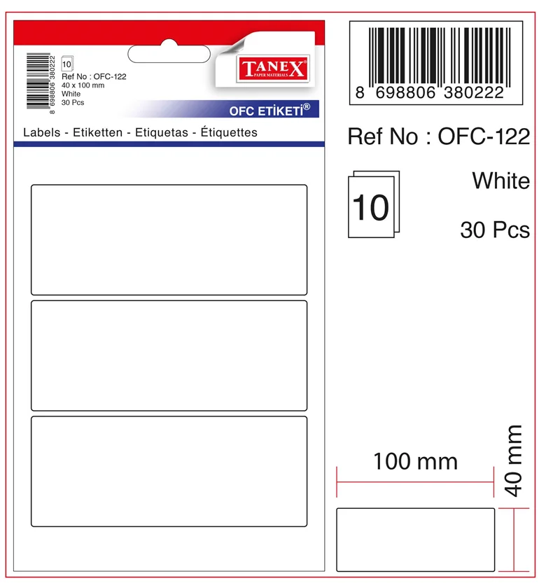 TANEX OFİS ETİKETİ OFC-122 BEYAZ