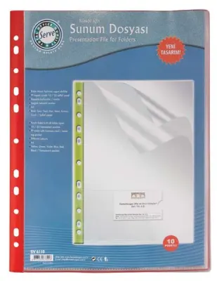SERVE SUNUM DOSYASI KLASÖRE TAKILABİLİR 20 Lİ KIRMIZI SV-6120-KRM