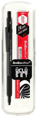 SCRIKSS OFFICE VERSATİL KALEM OKUL SETİ GRAPH-X 0.5 ANTRASİT + SİLGİ + MİN BLS.