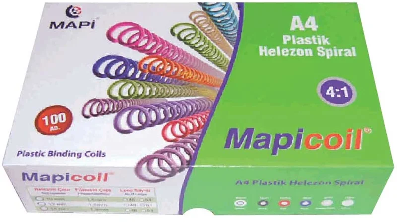 MAPİ SPİRAL PLASTİK HELEZON 4:1 22MM ŞEFFAF 50 AD.48 LOP POŞETLİ 2362204