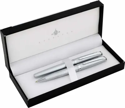 STEELPEN DOLMA KALEM+TÜKENMEZ KALEM SET TRUVA SERİSİ DESENLİ KROM 0165