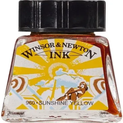 W&amp;N ÇİZİM MÜREKKEBİ DRAWING INK 14 ML SUNSHINE YELLOW 633 WN-1005633