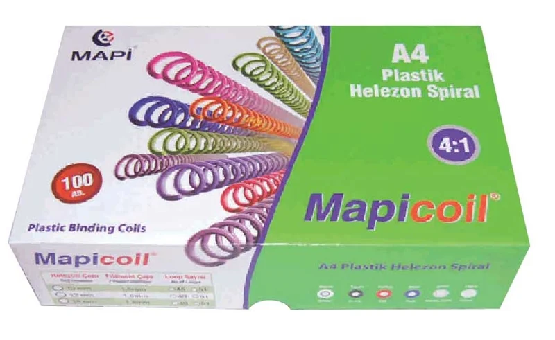 MAPİ SPİRAL PLASTİK HELEZON 4:1 10MM ŞEFFAF 100 AD. 48 LOP POŞETLİ 2361004