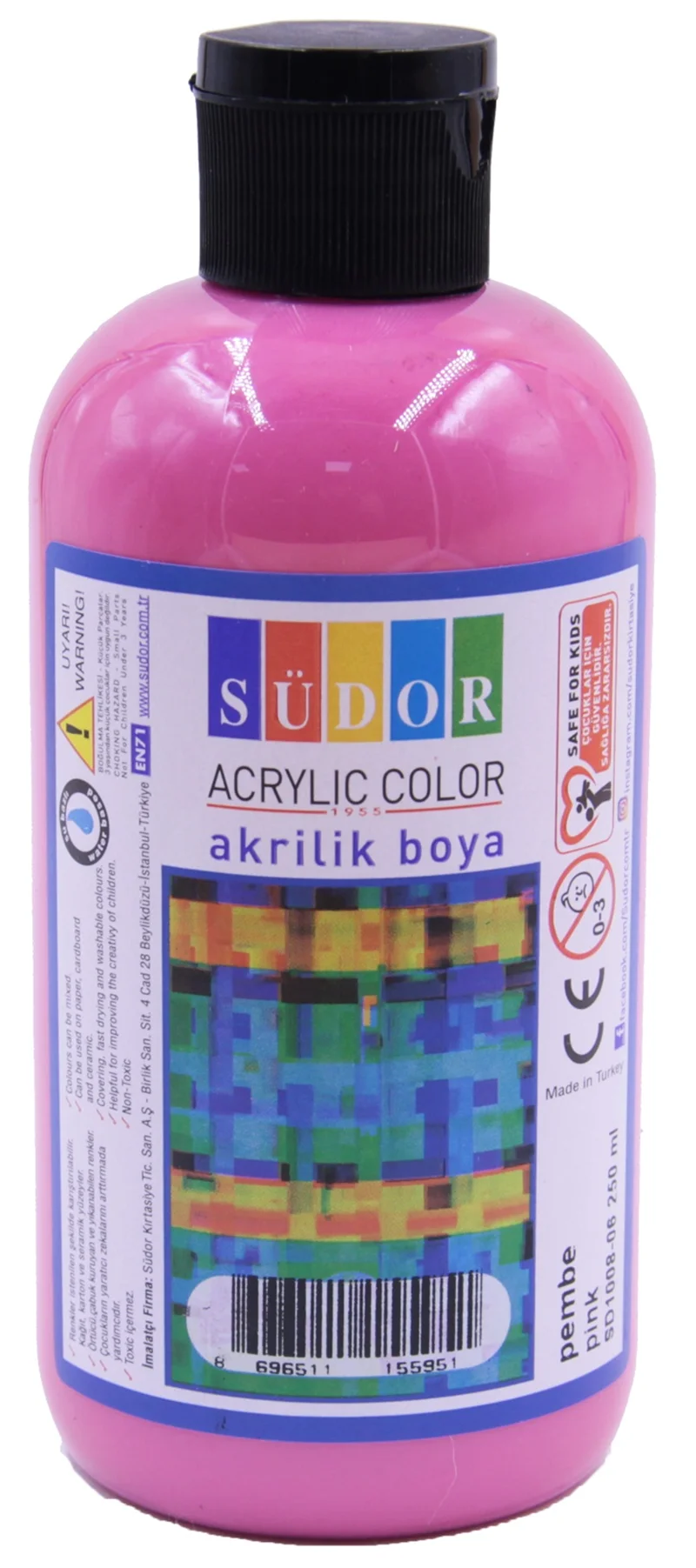 SÜDOR AKRİLİK BOYA 250 ML PEMBE SD1008-06
