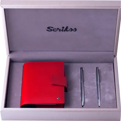 SCRIKSS HEDİYELİK SET SDR 307 722W TÜKENMEZ KALEM KROM + AJANDA CEP SOFT DERİ