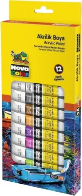 NOVA COLOR AKRİLİK BOYA 12 ML TÜP 12 Lİ NC-2004