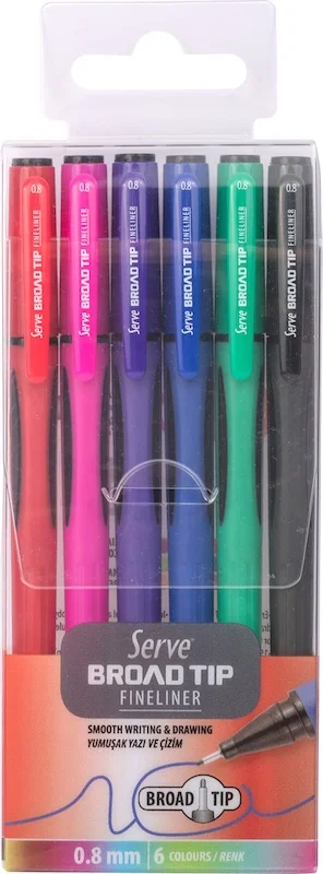 SERVE FINELINER BROAD TIP 0.8 SET  6 LI KARMA PET SV-BROADTF08P6KR