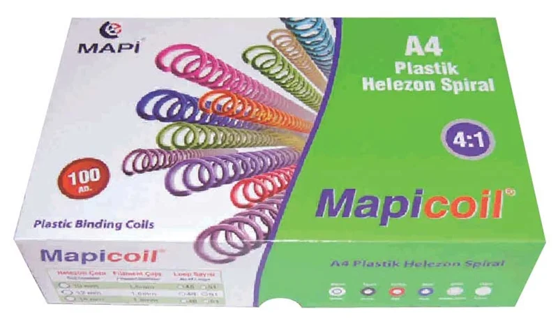MAPİ SPİRAL PLASTİK HELEZON 4:1 12MM ŞEFFAF 100 AD. 48 LOP POŞETLİ 2361204