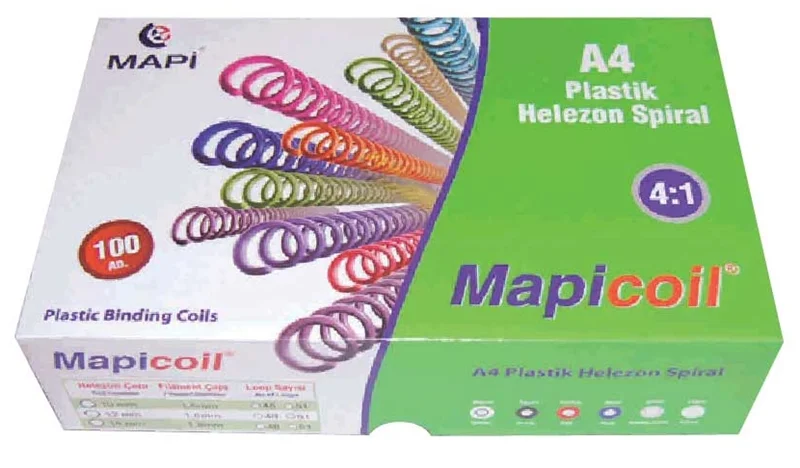 MAPİ SPİRAL PLASTİK HELEZON 4:1 12MM SİYAH 100 AD. 48 LOP POŞETLİ 2361201