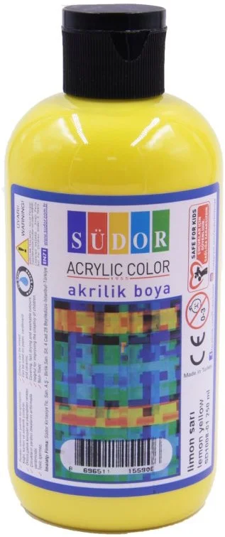 SÜDOR AKRİLİK BOYA 250 ML LİMON SARI SD1008-01