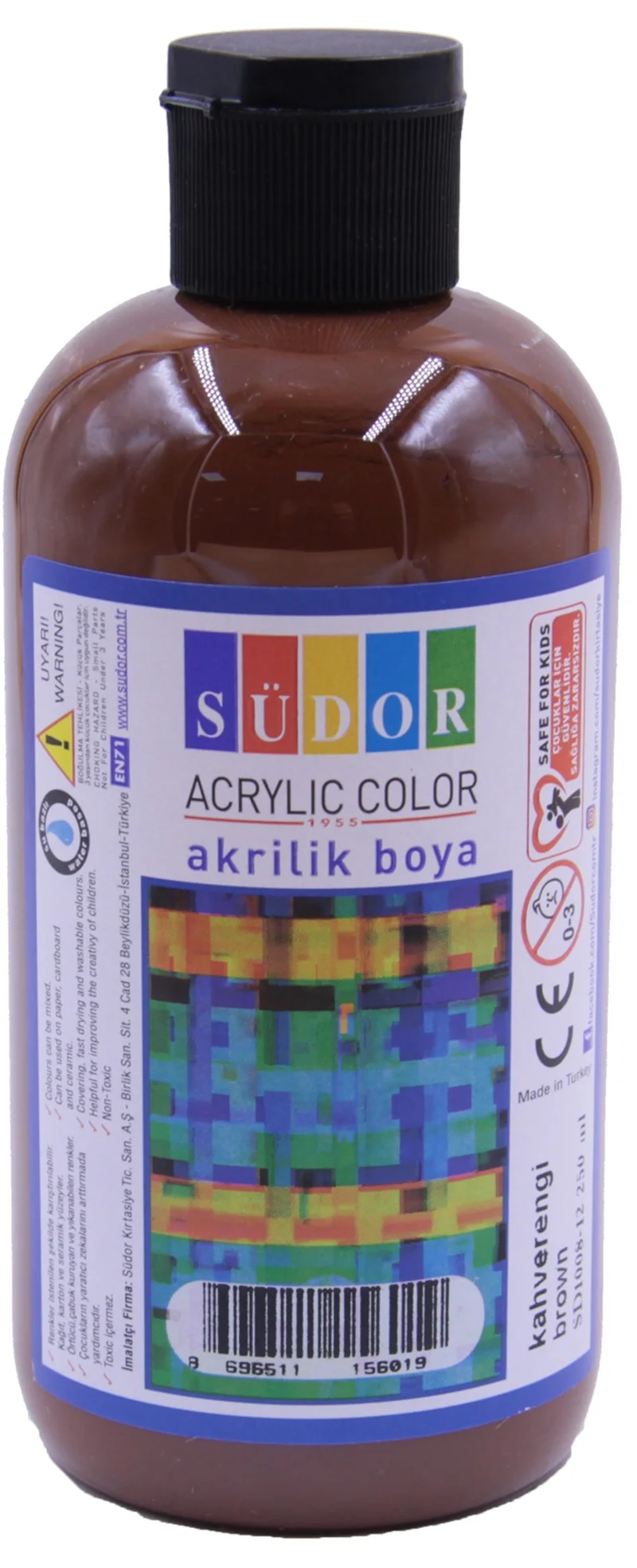 SÜDOR AKRİLİK BOYA 250 ML KAHVE SD1008-12