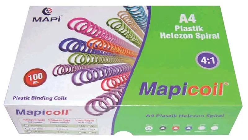 MAPİ SPİRAL PLASTİK HELEZON 4:1 20MM ŞEFFAF 100 AD. 48 LOP POŞETLİ 2362004