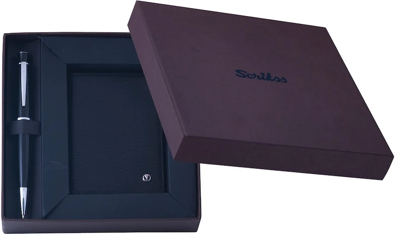 SCRIKSS HEDİYELİK SET DR 2204-1/2 62 TÜKENMEZ KALEM SİYAH + KREDİ KARTLIK SİYAH