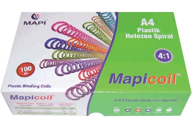 MAPİ SPİRAL PLASTİK HELEZON 4:1 14MM ŞEFFAF 100 AD. 48 LOP POŞETLİ 2361404