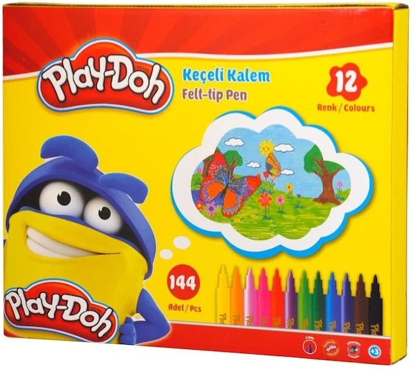 PLAY-DOH KEÇELİ KALEM 12 RENK 2 MM 144 LÜ SET PLAY-KE014