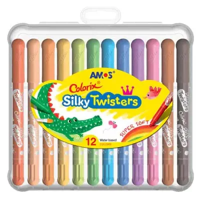 AMOS PASTEL BOYA COLORIX SILKY TWISTER ÜÇÜ BİR ARADA 12 Lİ CST12