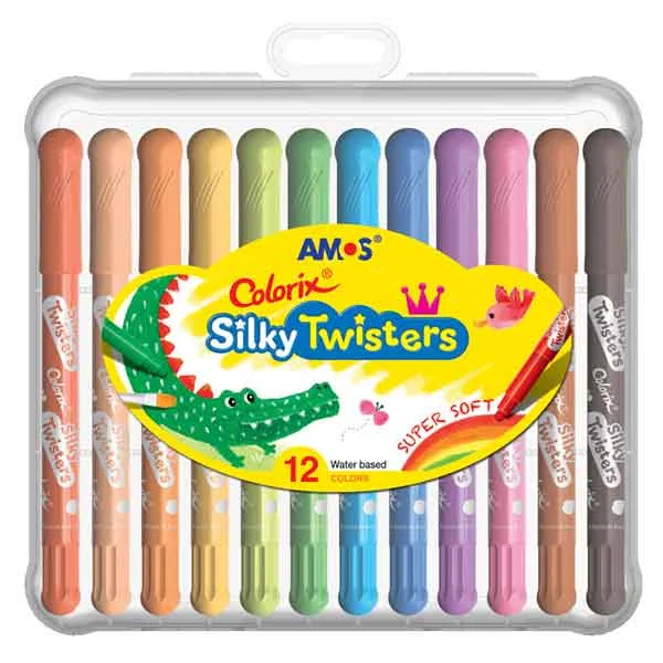 AMOS PASTEL BOYA COLORIX SILKY TWISTER ÜÇÜ BİR ARADA 12 Lİ CST12