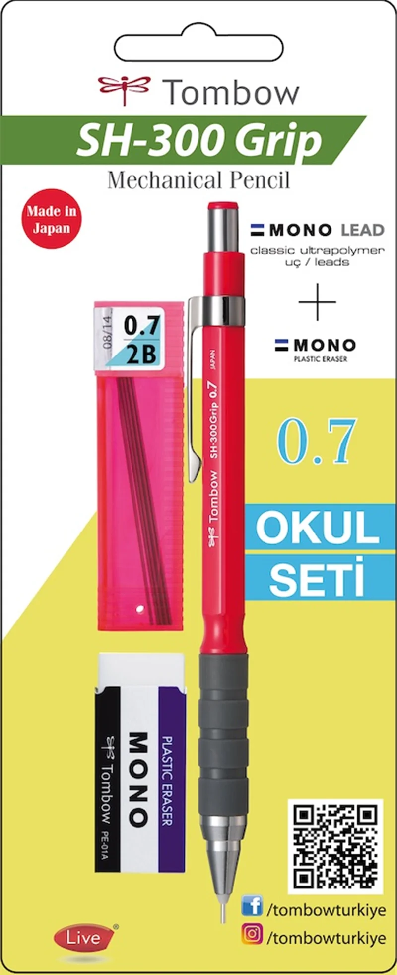 TOMBOW VERSATİL KALEM SH-300 GRIP OKUL SETİ 0.7 KOYU PEMBE BLS. T-SH-GR83 R7.S1