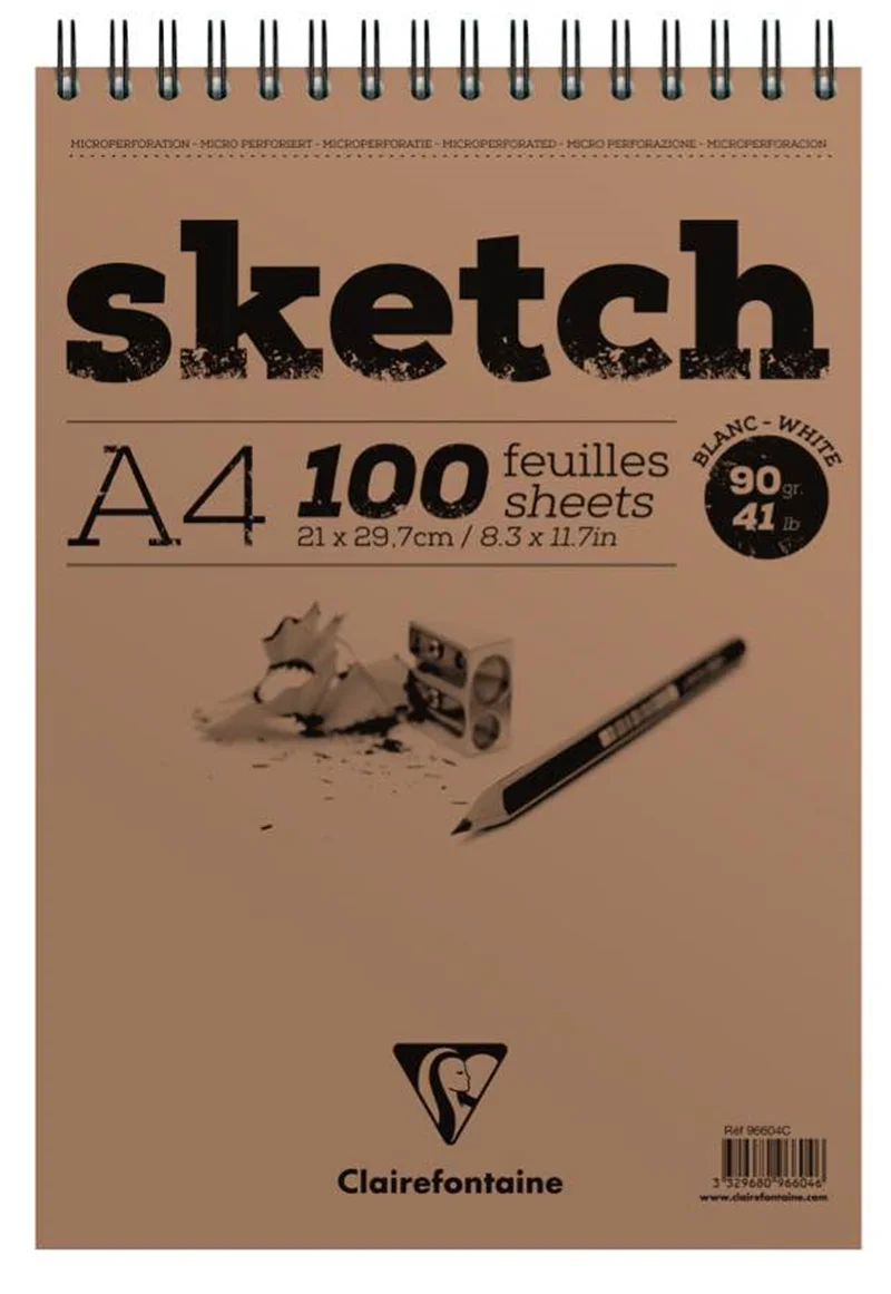 CLAIREFONTAINE ESKİZ BLOK ESQUISSE SKETCH BLANC SPİRALLİ A4 90 GR 50 YP EB96904