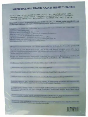 DİLMAN KAZA TESPİT FORMU OTOKOPİLİ 48 Lİ 3002