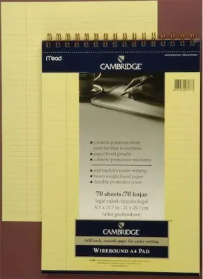 MEAD BLOKNOT CAMBRIDGE SPİRALLİ KARTON KAPAK A4 SARI 70 YP ÇİZGİLİ M-159880
