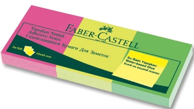 PASİF FABER YAPIŞKANLI NOT KAĞIDI BRILLIANT 50X40MM 3LÜ 565339