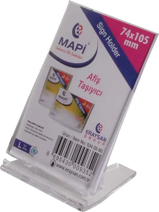 MAPİ AFİŞ TAŞIYICI 74x105 L TİPİ DİKEY TABAN AYARLI 534 05 60
