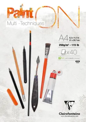 CLAIREFONTAINE ÇİZİM BLOĞU PAINT-ON WHITE A4 250 GR 40 YP PO96537