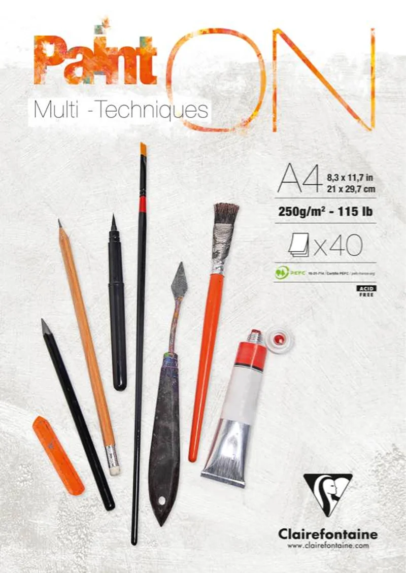 CLAIREFONTAINE ÇİZİM BLOĞU PAINT-ON WHITE A4 250 GR 40 YP PO96537
