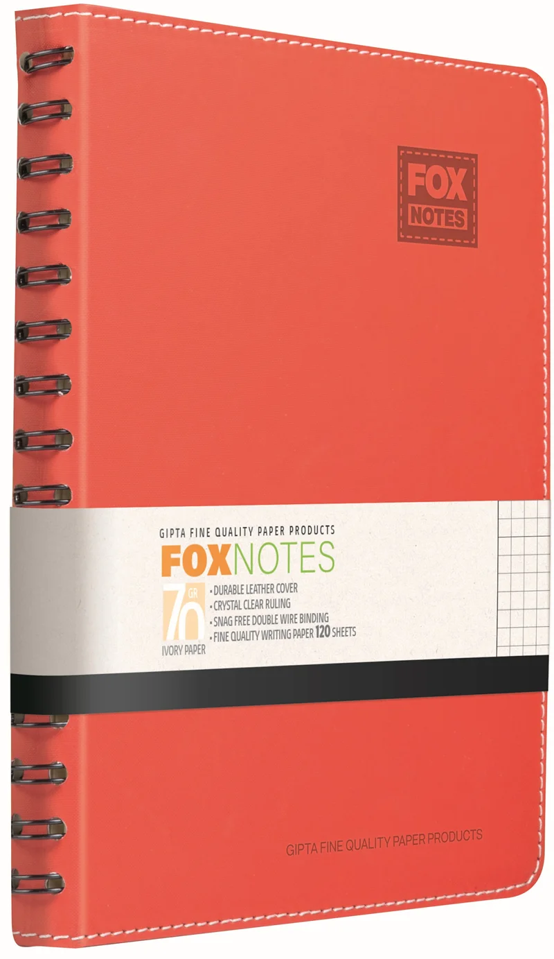 GIPTA DEFTER FOX A5 SPİRALLİ DERİ KAPAK 120 YP. KARELİ 6177