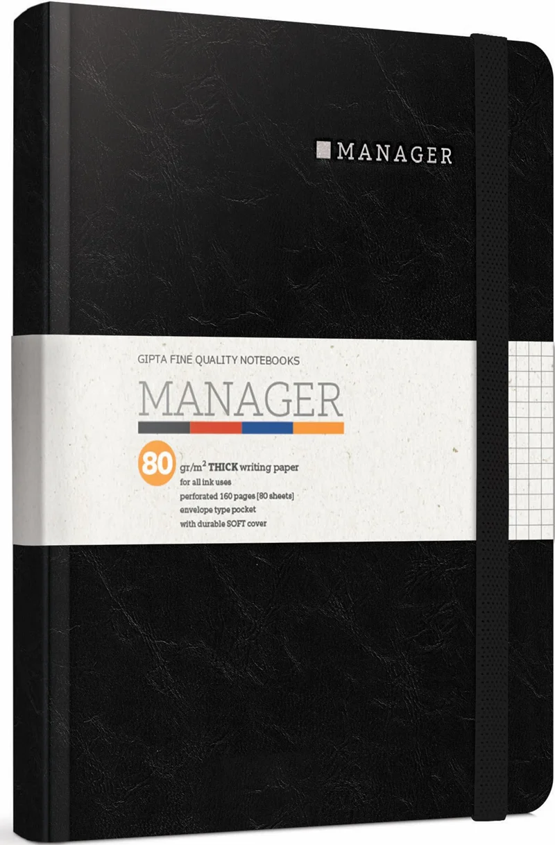 GIPTA DEFTER MANAGER A5 İP DİKİŞ YUMUŞAK KAPAK 80 YP. KARELİ 5742
