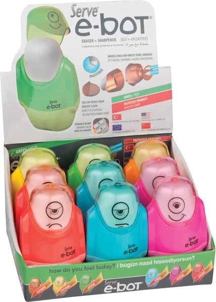 SERVE SİLGİLİ KALEMTIRAŞ E-BOT SET 9 LU SV-EBOT9KTKR