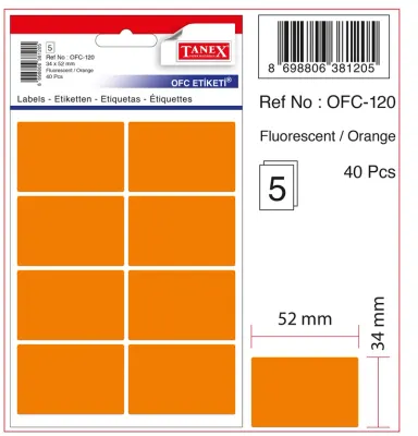 TANEX OFİS ETİKETİ OFC-120 FLORASAN TURUNCU
