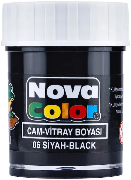NOVA COLOR CAM BOYASI SU BAZLI ŞİŞE 15 CC SİYAH NC-154